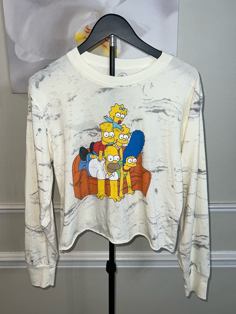 The Simpsons Women’s Acid Wash Long Sleeve Cropped Tee! Size Small.